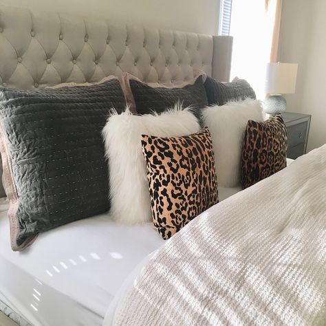 Cheetah Pillows On Bed, Animal Print Bedroom Ideas, Leopard Bedroom, Animal Print Bedroom, Print Bedroom, Master Bedrooms Decor, Room Inspiration Bedroom, Room Ideas Bedroom, Apartment Room