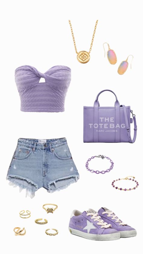 #outfitinspo #purple #preppy #summer #casual #fashion #outfitshuffles #outfit Lavender Beach Outfit, Sahel Outfit, Purple Outfits Summer, Purple Top Outfit Aesthetic, Purple Beach Outfit, Purple Outfit Ideas Casual, Purple Summer Outfits, Cute Purple Outfits, Euphoria Aesthetic Outfits