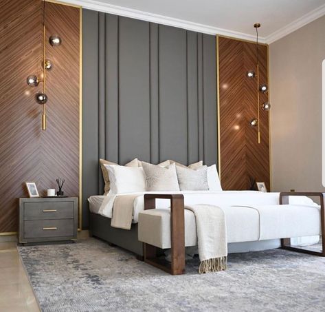 Bed Back Paneling Design, Bed Paneling, Bed Backdrop, Paneling Design, Bedroom Interior Design Modern, Bedroom Trends, Kitchen Interior Design Decor, Bedroom Master, Luxury Bedroom Master