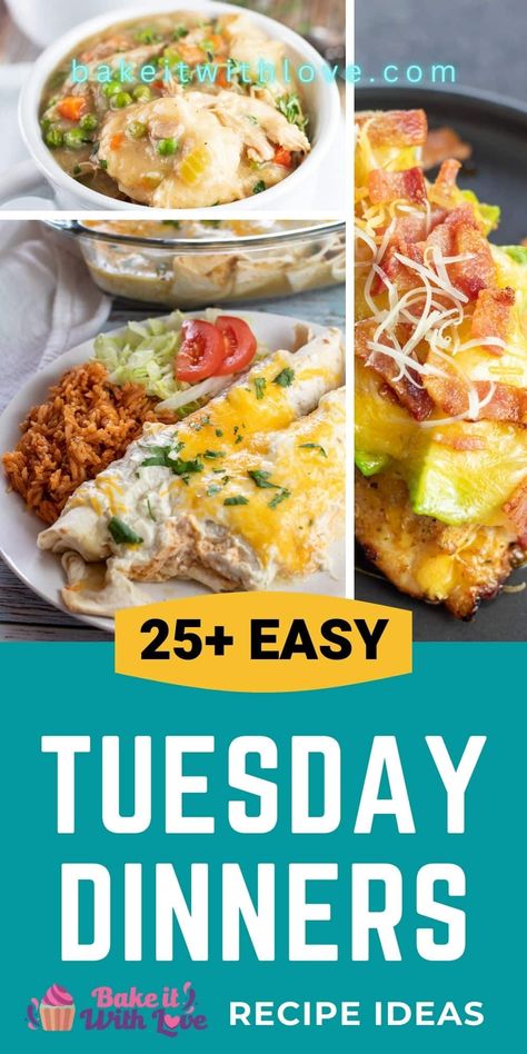 Quick Busy Night Dinners, Tuesday Dinner Ideas Families, Tuesday Night Dinner Ideas, Collage With Text, Busy Night Dinner, Easy Weeknight Recipes, Tuesday Dinner, Dinner Ideas Easy, Weeknight Recipes