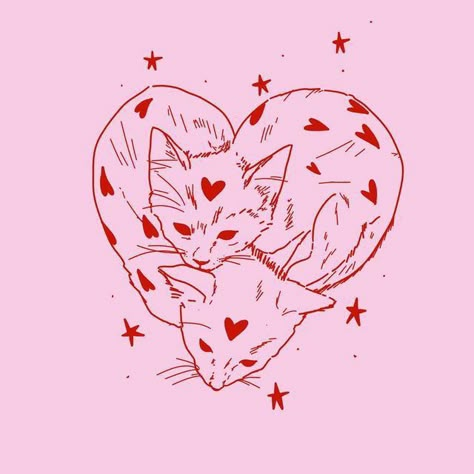 Red Tattoos, Image Chat, Mini Tattoos, Pretty Tattoos, Cat Tattoo, Cat Drawing, Funky Art, Heart On, Tattoo Sketches