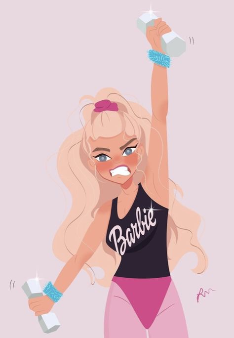 Academia Barbie, Gym Barbie, Barbie Illustration, New Post Instagram Story Ideas, New Post Instagram Story, Workout Barbie, Instagram Stories Design, Pink Gym, Fitness Icon