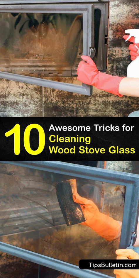 How To Clean Stove Glass Door, How To Clean Wood Stove Glass Doors, Cleaning Fireplace Glass Doors, How To Clean Fireplace Glass Doors, Cleaning Fireplace, Fireplace Glass Doors, Fireplace Glass, Diy Household Cleaners, Diy Wood Stove