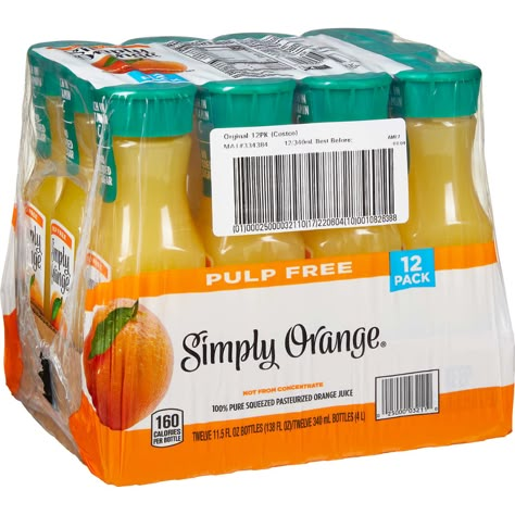 1 Simply Orange Juice, Simply Orange, Diy Storage Shelves, Snacks List, Banana Smoothie Healthy, Sleepover Food, Food Png, Grocery Foods, Kitchen Jars