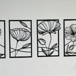 Well Drawing, Metal Wall Flowers, Strong Aesthetic, Aesthetic Atmosphere, Metal Flower Wall Art, Metal Flower Wall Decor, Floral Minimalist, Plant Wall Decor, Flower Bedroom