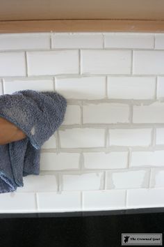 How to Easily Change the Color of Existing Grout - The Crowned Goat Redo Grout Floors, How To Fix Grout In Tile Floor, How To Color Grout, Redo Grout Bathroom, Change Grout Color Bathroom, How To Change Grout Color, Regrouting Tile, Kitchen Grout, Tile Grout Color