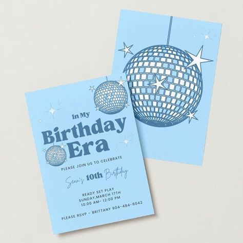 In My Birthday Era Invitation, Blue Party Invitations, Vip Pass, Badge Template, Birthday Cards For Boys, 25th Birthday, 10th Birthday Parties, 30th Birthday Parties, Birthday Invitations Kids