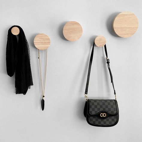 Scandi Coat Hooks, Wooden Hooks Wall, Wall Hooks Ideas, Hooks On Wall, Wall Hooks Entryway, Wooden Hooks, Modern Wall Hooks, Plasterboard Wall, Wooden Wall Hooks