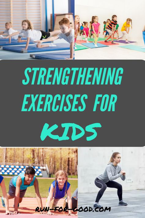 Strengthening exercises can help kids improve performance and avoid injury. Here are strengthening exercises for kids, with no equipment needed. #kidsexercise #kidsfitness #kidsstrengthening Kids Fitness Workouts, Agility Training For Kids, Agility Workouts For Kids, Kids Workout Routine, Crossfit Kids Workouts, Fun Exercises For Kids, Kid Workouts, Fitness For Kids, Kid Exercise