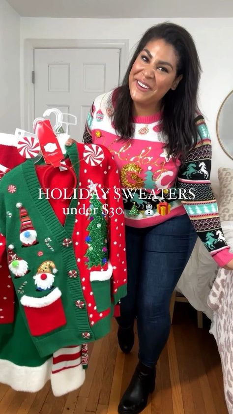 Holiday ugly Christmas sweaters under $30! Wearing an XXL or size 19 in most! Follow me on Pinterest if you love midsize style, mid size fashion, size 12 outfits, Christmas sweaters, holiday style, ugly Christmas sweaters, Walmart fashion, and Walmart hauls. Ugly Sweater Party Outfit, Ugly Sweater Ideas For Women, Ugly Christmas Sweaters Outfit Fashion, Ugly Christmas Sweater Outfit Women, Ugly Sweater Outfit Women, Ugly Sweater Outfit Ideas, Cute Ugly Sweater Outfits, Cute Ugly Christmas Sweater Outfit, Ugly Christmas Sweaters Outfit