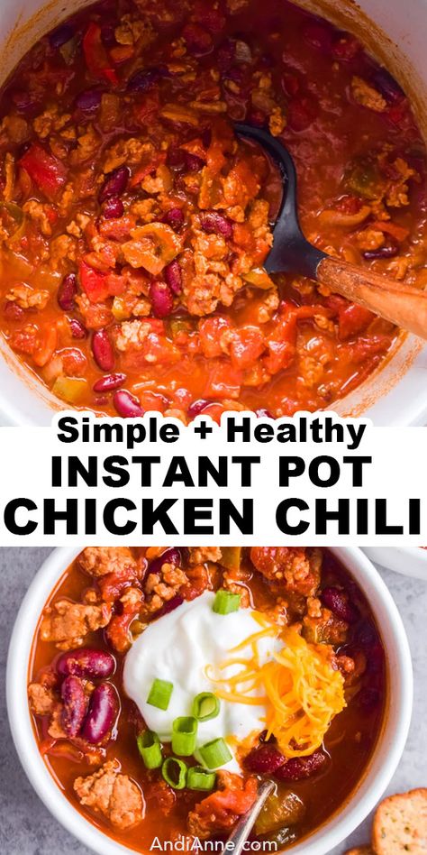 Instant Pot Chicken Chili Instapot Chicken Chilli, Instant Pot Chicken Chilli, Chicken Chilli In Instant Pot, Instant Pot Chicken Chili Recipes, Insta Pot Chicken Chili, Ground Chicken Chili Recipe Healthy, Ground Chicken Chili Instant Pot, Ground Chicken Instant Pot Recipes, Ground Chicken Chili Recipe