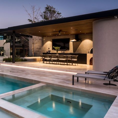 MINT Pool + Landscape Design (@mintdesignau) • Instagram photos and videos Wooden Ceiling Fan, Barcelona Pavilion, Huge Tv, Bar Fridge, Furniture Selection, Pool Landscape, Pool Landscape Design, Alfresco Area, Backyard Inspo