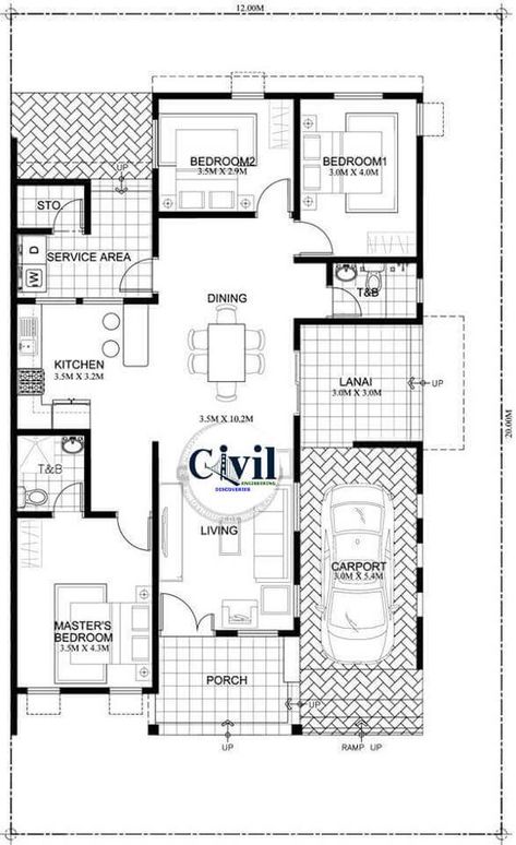 30 Amazing House Plan Design Ideas - Engineering Discoveries Small House Architecture, Small House Design Architecture, Three Bedroom House Plan, One Storey House, Modern House Floor Plans, Unique Floor Plans, Home Design Plan, Bungalow House Design, Town House