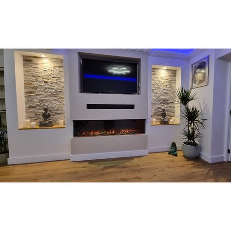 Fire Feature Wall, Brick Living Room, Home Vibes, Feature Wall Living Room, Wall Fires, Electric Fire, Chimney Breast, Wall Mount Electric Fireplace, Living Room Decor Fireplace