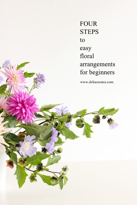 FOUR steps to easy floral arrangements - for beginners! // Delia Creates Floristry For Beginners, Easy Floral Arrangements, Diy Garden Landscaping, Diy Floral Arrangements, Gardening For Dummies, Garden Boxes Diy, Spring Garden Flowers, Vegetable Garden For Beginners, Floral Arrangements Diy