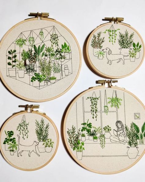 Embroidered Plants, Garden Embroidery, Hand Embroidery Videos, Contemporary Embroidery, Embroidery Videos, Hand Embroidery Projects, Hand Embroidery Art, Modern Embroidery, Embroidery Hoop Art