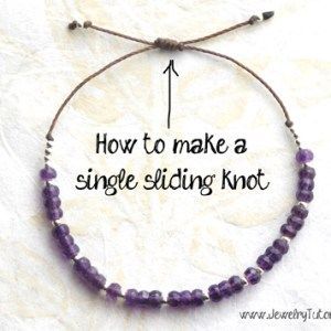 Single Sliding Knot, Sliding Knot Bracelet, Diy Bracelets Tutorials, Bracelet Craft Diy, Jewelry Knots, Diy Bracelets Easy, Knot Bracelet, Bracelet Diy, Homemade Jewelry