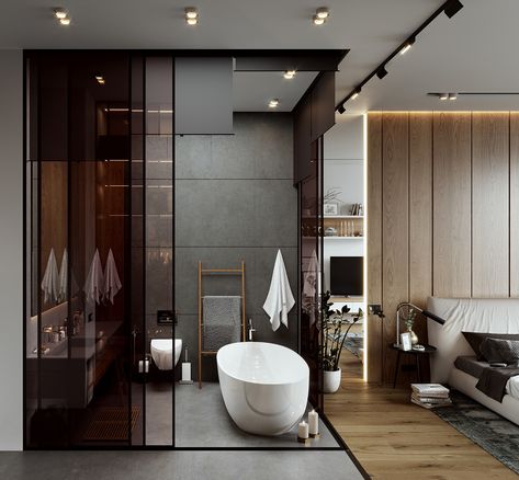 Open Bathroom Concept, Open Bathroom, Luxury Hotel Room, Loft Interior, Hotel Room Design, Decor Pictures, Hotel Interior Design, Bathroom Design Luxury, Home Room Design