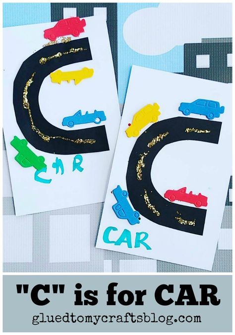 "C" is for Car - Find TONS of ABC inspired kid crafts on Glued To My Crafts! C Is For Car, Letter C Activities, Letter C Crafts, Kids Craft Ideas, Prek Crafts, Alphabet Crafts Preschool, Wooden Craft Sticks, Alphabet Letter Crafts, Transportation Crafts