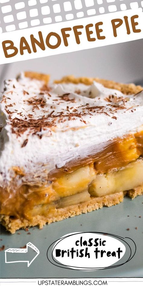 Banoffee Recipe, Banana Caramel Pie, Snickers Fudge, Banoffee Pie Recipe, Chocolate Mousse Pie, Breakfast Sides Dishes, Banana Pie, British Desserts, Banoffee Pie