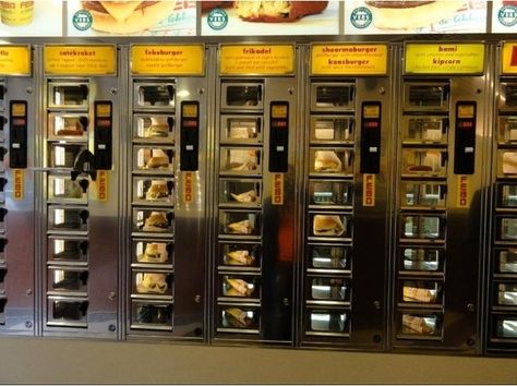 Vending Machine Restaurant In The Netherlands | 24 Vending Machines You Won't Believe Exist Vending Machine Design, Vending Machine Business, Car Wash Business, Innovation Lab, Food Stations, Valentines Day Food, Restaurant Concept, Vending Machines, Container Shop