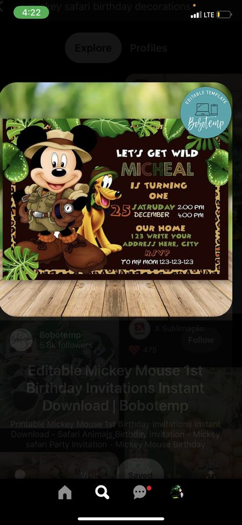 Mickey Mouse Safari Birthday Invitations, Safari Mickey Mouse Party Invitations, Mickey Safari 1st Birthday, Mickey Wild One Birthday, Wild One Mickey Safari, Mickey Mouse Safari Invitations, Safari Mickey Mouse Party, Mickey Mouse Safari Birthday, Boy Party Invitations