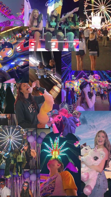 #fair#fun#friends#collage#aesthetic Fair Asthetic Picture, Theme Park Aesthetic Friends, Fun Park Aesthetic, Roller Coaster Poses, Fair Pictures Friends, State Fair Outfit Ideas Summer, Friends Collage Aesthetic, Fair Aesthetic Outfits, Fair Aesthetic Friends