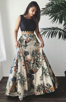 Top Selling Indian Lehenga Choli Flower Print Skirt Ethnic Wedding Dance Lengha | eBay Lehenga Crop Top, Skirt And Crop Top, Indian Lehenga Choli, Lehnga Dress, Maxi Rok, Salwar Kamiz, Indian Gowns Dresses, Ghagra Choli, Indian Lehenga