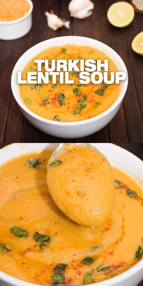 Turkish Red Lentil Soup, Mediterranean Soup, Red Lentil Soup Recipe, Lentil Soup Recipe, Clear Soup, Lentil Soup Recipes, Red Lentil Soup, Lentil Recipes, Easy Soups