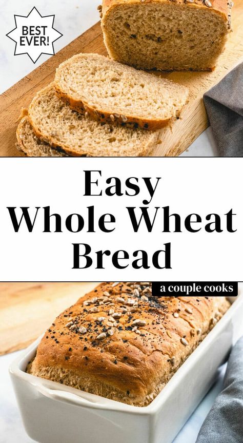 Here's our family favorite whole wheat bread recipe! This homemade sandwich bread is quick and easy to make: no special equipment needed. It's perfect for sandwiches and toast, made with your own two hands: all you need is a loaf pan and a few hours. #wholewheat #wholewheatbread #homemadebread #diybread #breadrecipe #makingbread #homemade #healthybread Easy Whole Wheat Bread, Best Whole Wheat Bread, Homemade Whole Wheat Bread, Whole Wheat Bread Recipe, Homemade Sandwich Bread, Best Fish Recipes, Winter Salad Recipes, Wheat Bread Recipe, Homemade Sandwich