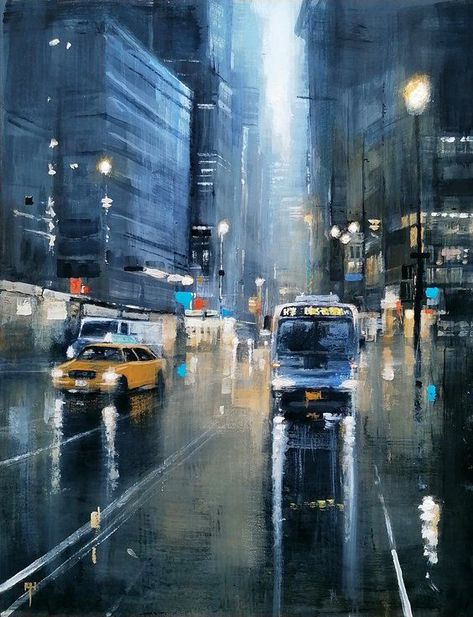 Watercolour Projects, New York Painting, Street Painting, City Painting, Cityscape Art, Art Watercolour, Paintings Prints, Cityscape Painting, Nature Art Painting