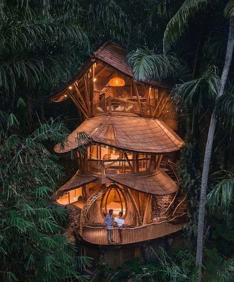 Tree House Jungle, Themed Airbnb, Home Jungle, House In The Forest, Beautiful Tree Houses, Kids Yard, Tree House Diy, Jungle House, Cool Tree Houses