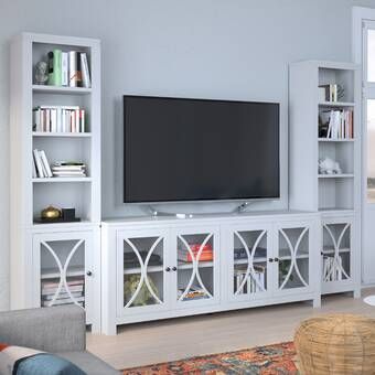 White Entertainment Center, Living Room Entertainment Center, Cool Tv Stands, Living Room Entertainment, Cutout Top, Tv Stands And Entertainment Centers, Accent Doors, Tv Stands, Tv Room