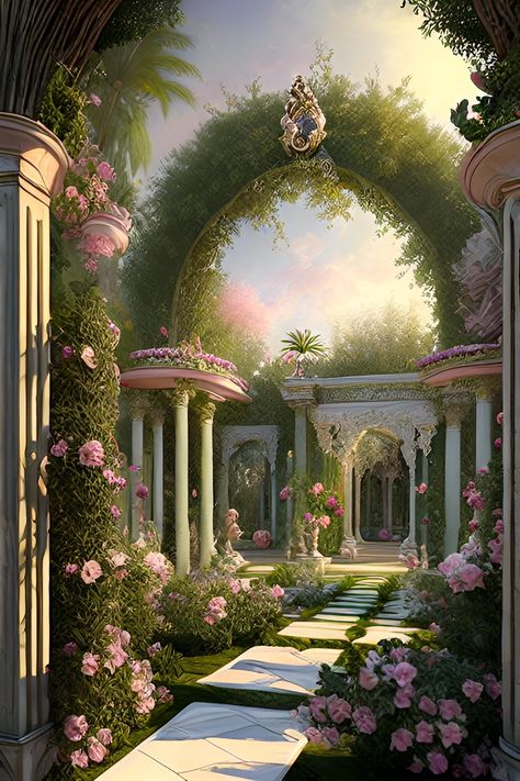 Dream Flower, Dreamscape Architecture, Fantasy Bedroom, Fantasy Rooms, Fantasy Background, Castle Garden, Home Gardening, Beautiful Cottages, Fantasy Castle