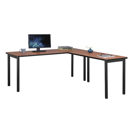 Outfit workstations with the Stahl L-Shaped Desk to enhance productivity. This L-shaped desk is designed to fit your office needs, giving you a sturdy, spacious worksurface for your computer. Adjustable leveling glides provide stability, allowing you to move or balance the desk on floor surfaces. The 2 grommet holes allow you to keep wires, cords, and cables organized and out of sight and can accommodate a circular power port or charging station if you decide to retrofit the desk with built-in p Desk Solutions, Office Furniture Solutions, Computer Desks For Home, Clean Desk, L Desk, Grey Laminate, Black Steel Frame, Pc Desk, Desk Height