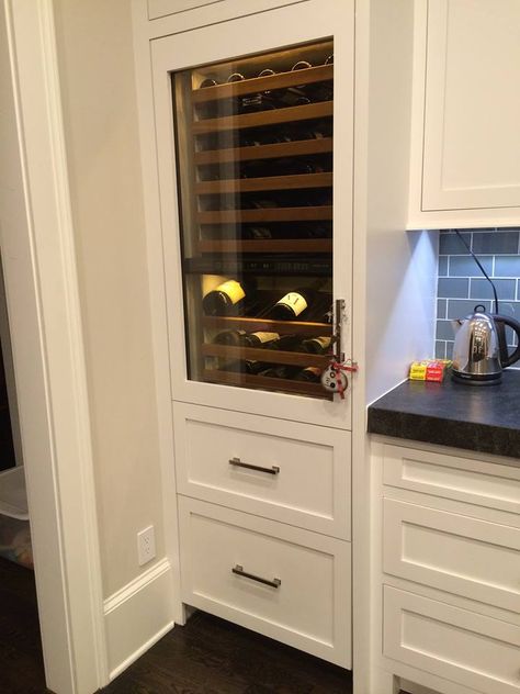 Wine Fridge In Butlers Pantry, Wine Fridge And Beverage Fridge, Custom Wine Refrigerator Cabinet, Countertop Beverage Fridge, Butlers Pantry Wine Storage, Butlers Pantry Wine Fridge, Tall Beverage Fridge, Tall Wine Fridge Cabinet Built Ins, Wine Fridge Pantry