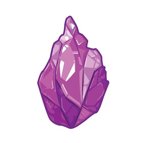 Simple Crystal Drawing, Gem Cartoon, Crystal Cartoon, Gem Drawing, Flat Art, Crystal Drawing, Fantasy Props, Amethyst Gem, Cartoon Drawing