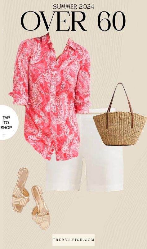 Summer Outfits for Women Over 60 Upf 50+ Tops For Beach Season, Upf 50+ Beach Shorts For Summer, Casual Upf 50+ Shorts For Spring, Upf 50+ Shorts For Summer Vacation, Casual Upf 50+ Spring Shorts, Clothes For Women Over 60, Mom Outfits Spring, Over 40 Outfits, 70 Outfits