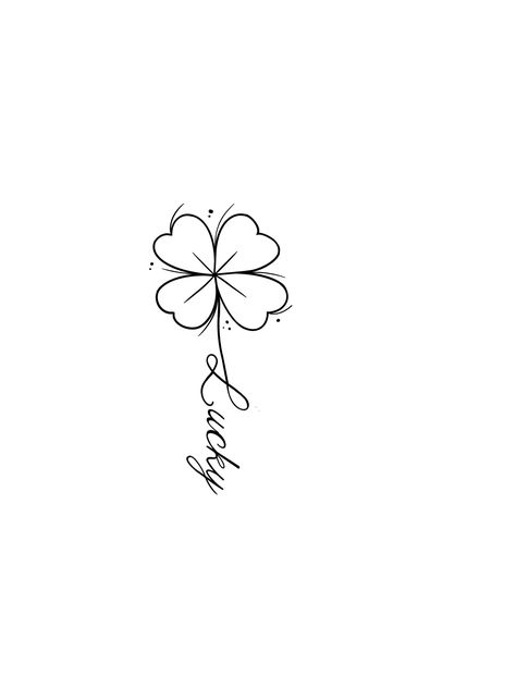 Small Clover Tattoo Simple, Tattoo Clover Flower, Lucky Tattoo Symbols Good Luck, Leaf Flower Tattoo, Quadrifoglio Tattoo, 4 Leaf Clover Drawing, Clover Flower Tattoo, Lucky Tattoo Symbols, Lucky Tattoos