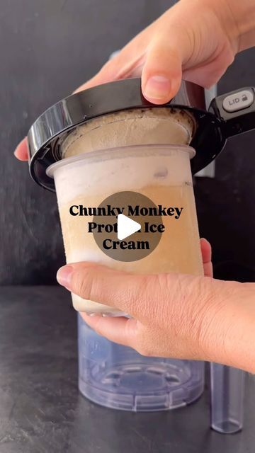 Kelsey Preciado on Instagram: "One of my faves!! Chunky Monkey Protein Ice Cream!! Just comment with the work “recipe” and I’ll send it over to you. A must try for sure! 👏🏼👏🏼
*note- if putting full fruit in there freaks you out, just blend it all before adding to the container!
.
.
.
#ninjacreami #creamirecipes #proteinicecream #protein" Pickled Hot Banana Peppers, High Protein Ice Cream, Tofu And Broccoli, Blended Coffee Recipes, Organically Addison, Hot Banana Peppers, Hot Banana, Ninja Ice Cream Recipe, Ninja Ice Cream