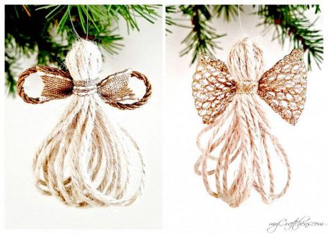 Christmas Angel Crafts, Twine Crafts, Diy Angels, Diy Christmas Ornaments Easy, Jute Crafts, Angel Crafts, Handmade Christmas Decorations, Easy Christmas Diy, Christmas Ornaments Homemade