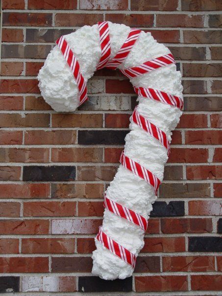 Candy Cane made from Touch 'n Foam polyurethane spray foam Expanding Foam Christmas Decorations, Spray Foam Christmas, Spray Foam Christmas Decorations, Spray Foam Crafts, Spray Foam Art, Foam Candy, Candy Cane Decorations, Christmas Tree Base, Christmas Lollipops