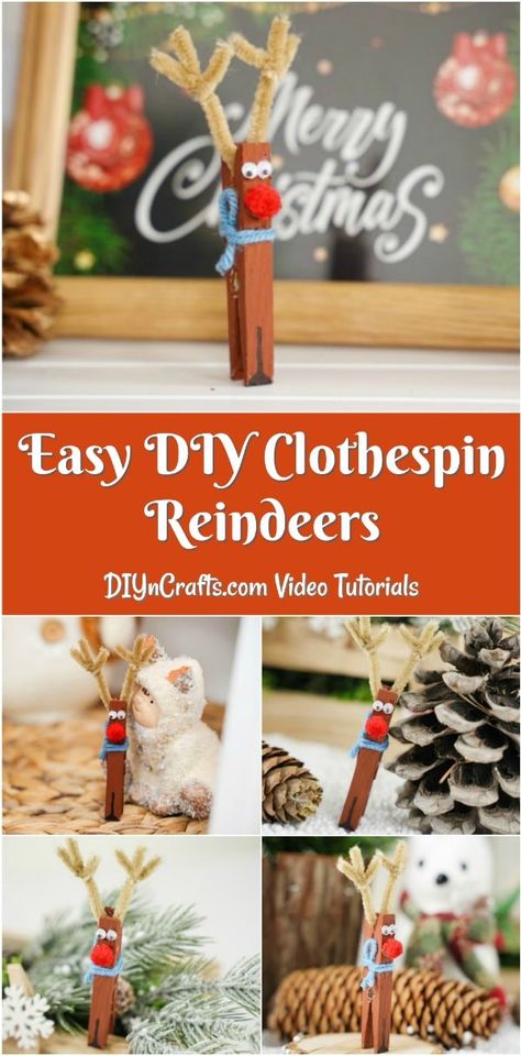 Charming DIY Clothespin Reindeer Ornaments Reindeer Ornaments Diy, Clothespin Reindeer, Reindeer Clothespin, Clothes Pin Ornaments, Clothespin Crafts Christmas, Christmas Crafts Sewing, Christmas Clothespins, Christmas Reindeer Decorations, Reindeer Craft