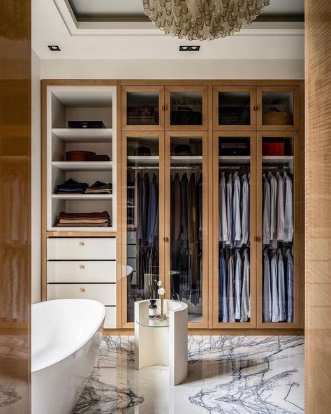 Closet Bathroom Combo, Closet And Bathroom Combo, High End Closet, Closet In Bathroom, Closet And Bathroom, Closet Remodel, Room Closet, Dressing Room Design, Closet Designs