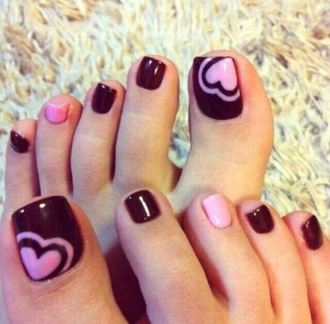 <3 Valentine's Day Pedicure Ideas, Pedicure Heart Designs, Heart Toenail Designs, Heart On Toes Nail Design, Valentine Toes Pedicures, Heart Pedicure Designs, Valentine Toes Nails, Valentine’s Day Toe Nail Designs, Valentines Day Toenails