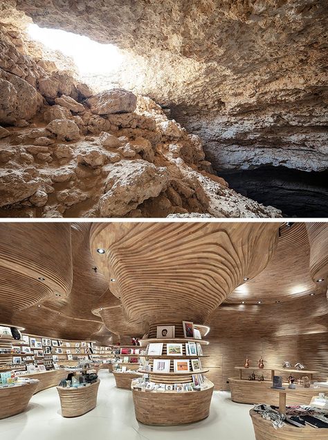 Cave Like Interior, Cave Interior Design, Gift Shop Design, Cafe Restaurant Design, Cave Interior, Black House Interior, Koichi Takada, National Museum Of Qatar, Cave Design