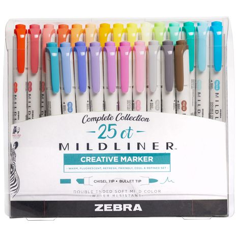 MILDLINER Dual-Tip Creative Highlighter Midliner Markers, Mildliner Highlighters, Stationery Obsession, Bullet Journal Planner, Birthday List, School Essentials, Creative Activities, 6th Grade, I School