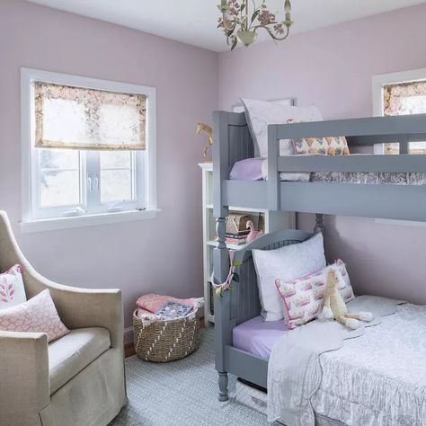 25 Purple Bedrooms That Are Fit for Royalty Purple Board And Batten, Blue Kids Bedroom, Purple Accent Wall, Purple Bedspread, Purple Board, Bedroom Built Ins, All White Bedroom, Floral Bedspread, Purple Bedrooms