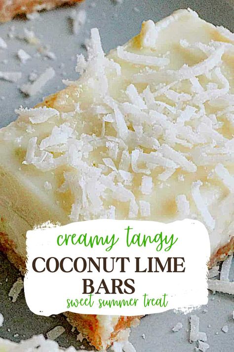 Coconut Lime Bars, Lime Bars Recipe, Kid Friendly Dessert, Lime Desserts, Lime Bars, Coconut Desserts, Homemade Lemonade, Afternoon Snack, Cookie Bar Recipes