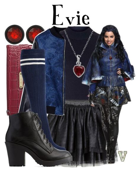 "Evie (Descendants)" by fabfandoms ❤ liked on Polyvore featuring Topshop, Sterling, Kenneth Cole, Anne Klein, John Lewis, Disney and Charlotte Russe Evie Inspired Outfits, Descendants Crafts, Evie Halloween Costume, Evie Costume, Riverdale Outfits, Descendants Clothes, Monster High Cosplay, Descendants Dr, Evie Descendants